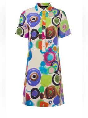 Libertine Multicolor Silk Abstract Circle Shirt Dress - JH Gouache Design